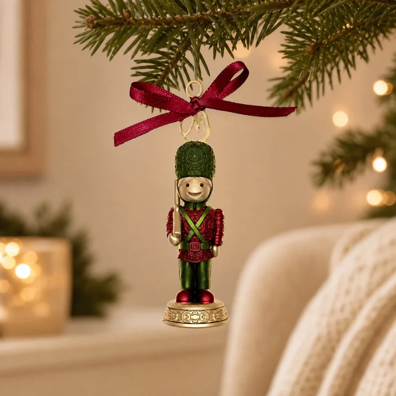 Addobbo per Albero Arthur Kingsley Oro Rosso e Verde Dipinto a Mano