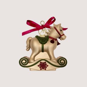 Peint à la main rouge et vert Décoration d’arbre à cheval rouge et vert