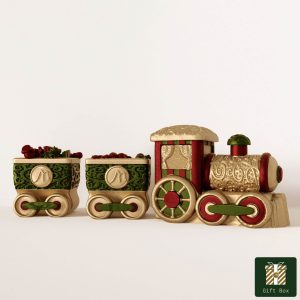 Merano Train Ornement Set Décoré à la main Or, Rouge et Vert