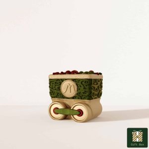 Ornement de wagon de bonbons Merano Train décoré à la main or, rouge et vert