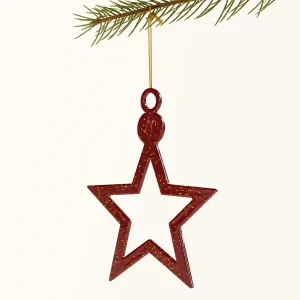 Addobbo albero linea M-Dream in metallo colore bordeaux glitter oro