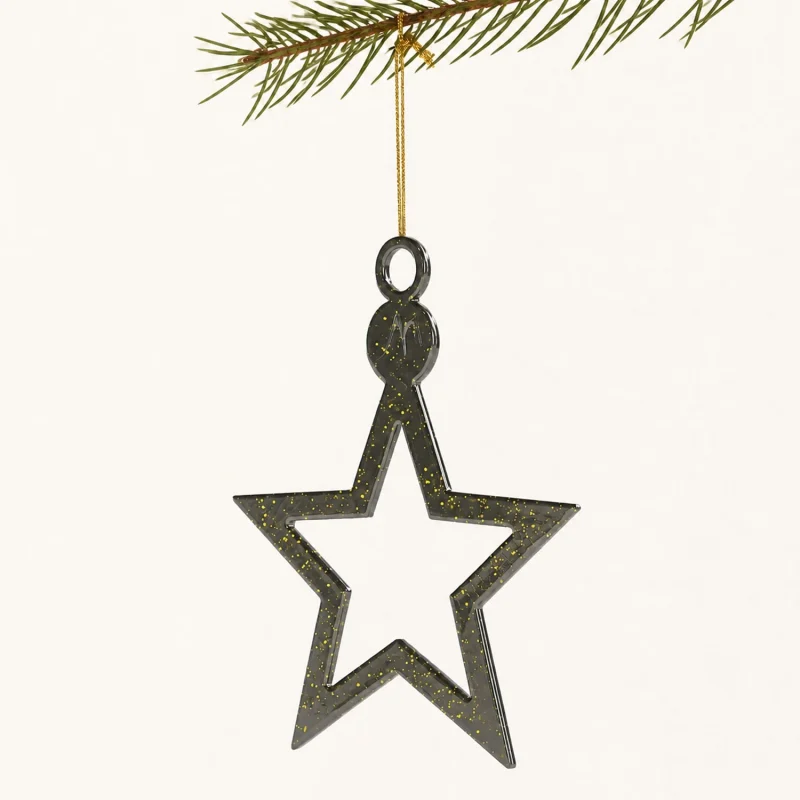 Decoración de árbol M-Dream line en metal con purpurina dorada antracita