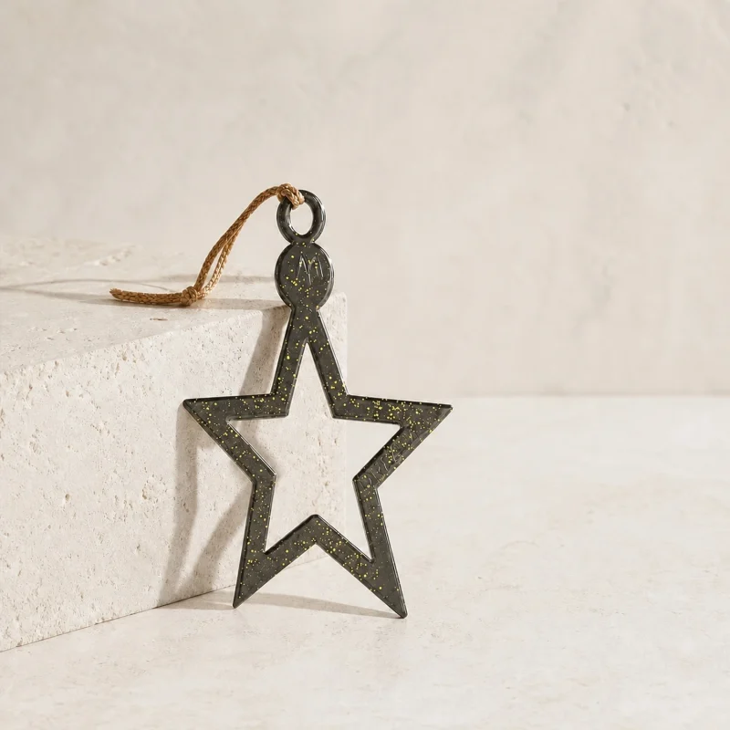 Decoración de árbol M-Dream line en metal con purpurina dorada antracita