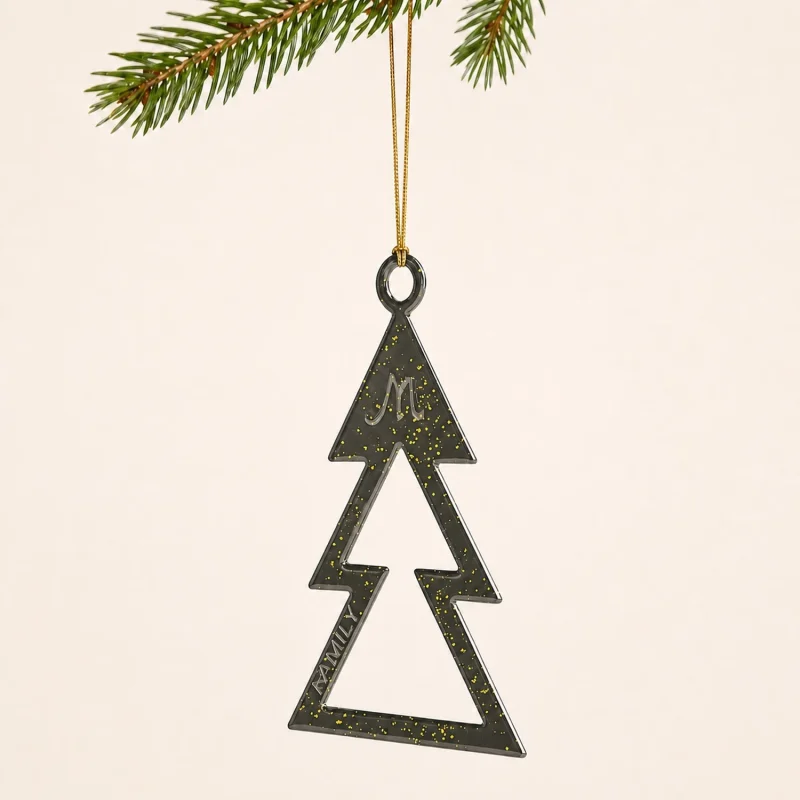 M-Family line tree decoration in anthracite gold glitter metal color