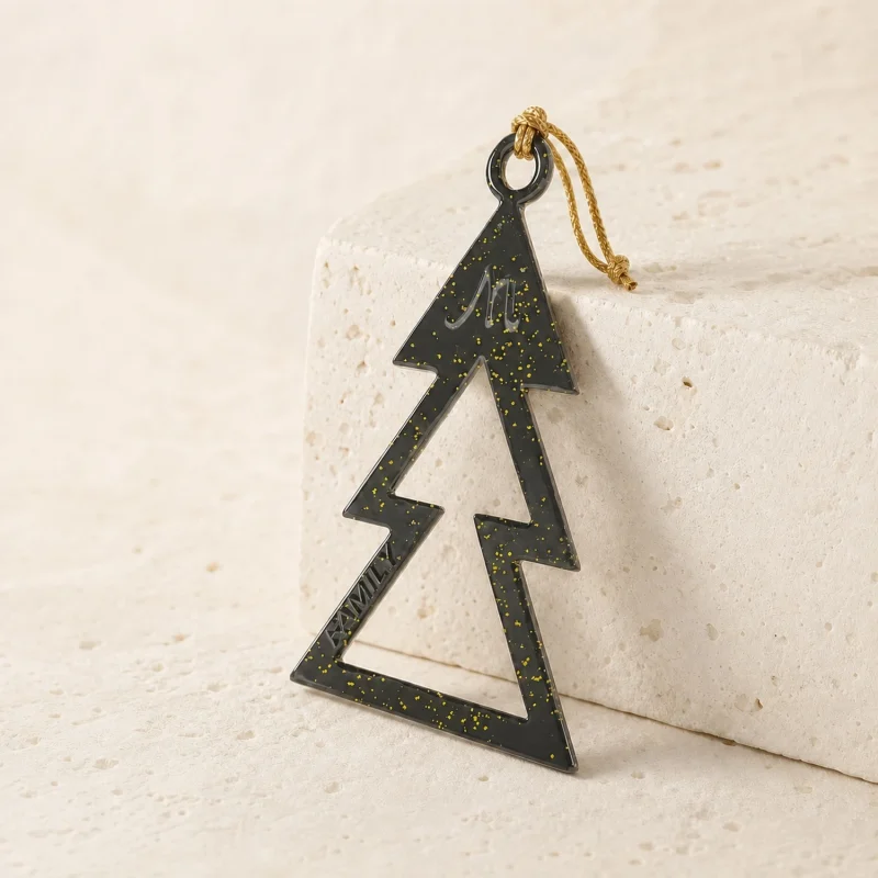 M-Family line tree decoration in anthracite gold glitter metal color