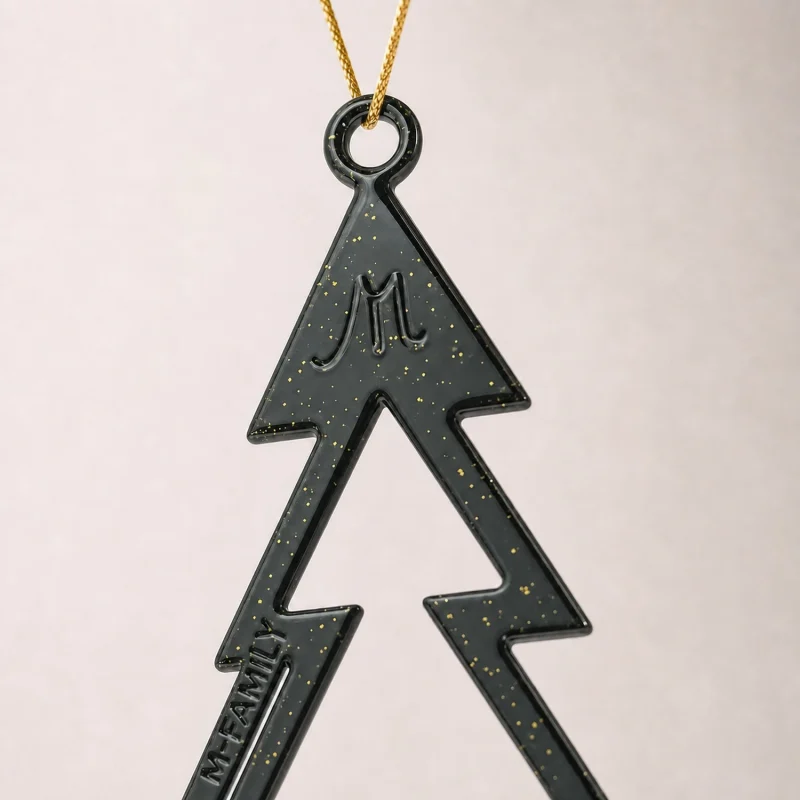 M-Family line tree decoration in anthracite gold glitter metal color