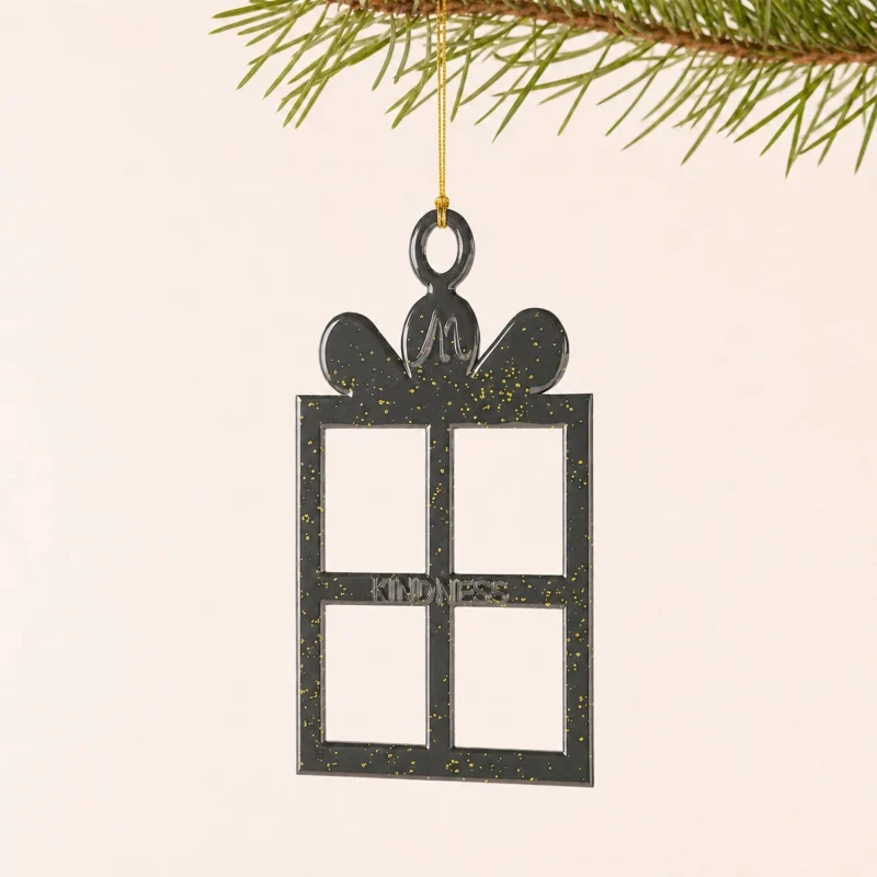M-Kindness line tree decoration in anthracite gold glitter metal