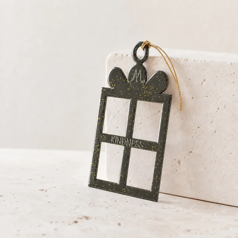 M-Kindness line tree decoration in anthracite gold glitter metal