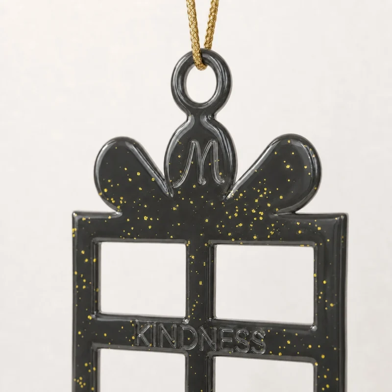 M-Kindness line tree decoration in anthracite gold glitter metal