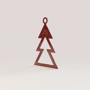 Décoration d’arbre de la ligne M-Family en métal à paillettes or bordeaux