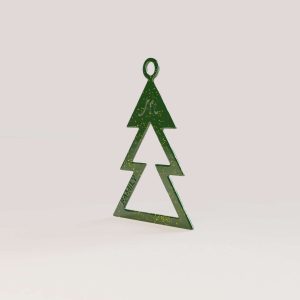 Décoration d’arbre de la ligne M-Family en métal vert forêt à paillettes dorées