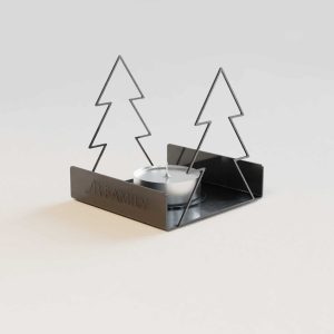 Teelichthalter M-Family aus Metall matt anthrazit