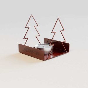 M-Family Teelichthalter aus mattem burgunderrotem Metall