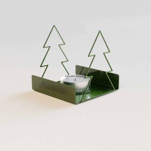 M-Family Teelichthalter aus mattem waldgrünem Metall