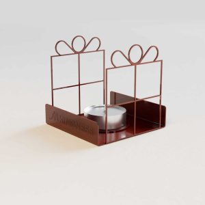 M-Kindness Teelichthalter aus mattem burgunderrotem Metall