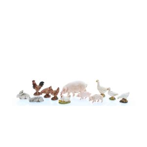 Set 12 Animali da Cortile Standard 10 per Presepi in Scala 1:20