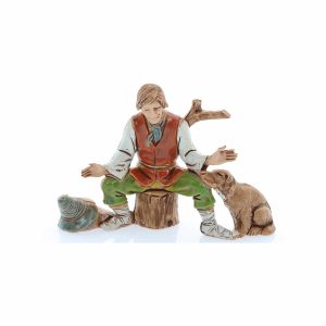 Pastore Seduto con Cane Standard 10 Stile Napoletano per Presepi in Scala 1:20