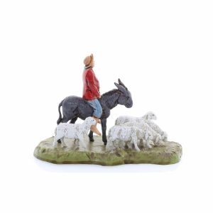 Uomo su Asino con Pecore Mini 6 Napoletano per Presepi in Scala 1:32
