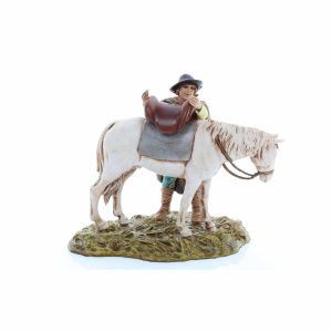 Gruppo Uomo e Cavallo Standard 10 Stile Napoletano per Presepi in Scala 1:20