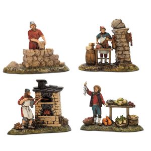 Groupe d’artisanat napolitain Set 4 sujets standard Standard 10 style napolitain pour crèche à l’échelle 1:20