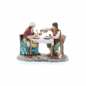 Gruppo Uomo e Donna al Tavolo Standard 10 Stile Napoletano per Presepi in Scala 1:20