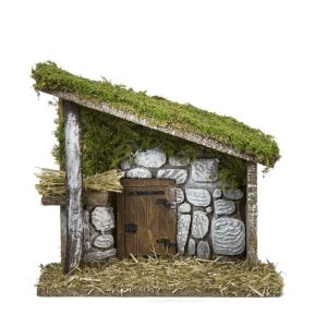 Capanna con Porta e Muro per Presepe 23x10x21 cm