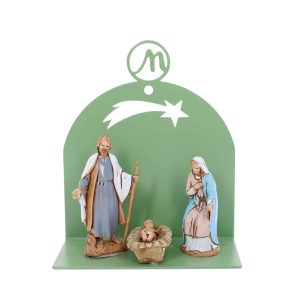 Moderne Wandkrippe 10x5x10 cm aus hellgrünem Metall RAL 6021 mit Krippe 3 Stück h cm 6,50