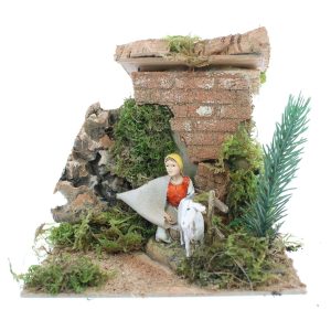 Donna che Munge Capra Animata 220V per Presepi Scala 1:20