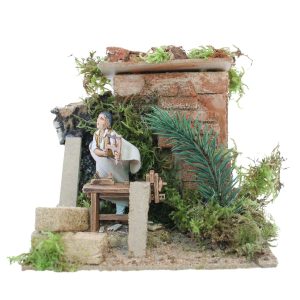 Falegname che Sega Legna Animato 220V per Presepi Scala 1:20