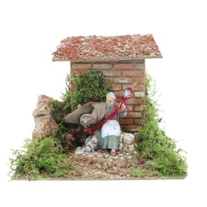 Donna che Fila Animata 220V per Presepi Scala 1:20