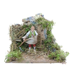 Uomo con Falcione Animato 220V per Presepi Scala 1:20