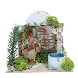 Uomo al Pozzo con Secchi Animato 220V per Presepi Scala 1:20