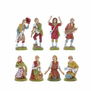 Set Pastori 8 Soggetti Standard 10 Stile Napoletano per Presepe in Scala 1:20