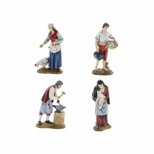 Set Pastori 4 Soggetti Medio 12 Stile Napoletano per Presepe in Scala 1:15