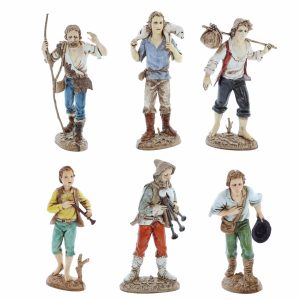 Set di 6 Pastori Medio 12 per Presepe in Scala 1:15