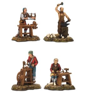 Lot de 4 objets artisanaux napolitains cm 10 style 700