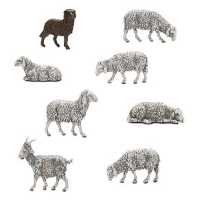 Set 6 Pecore Capra e cana Standard 10 per Presepi in Scala 1:20