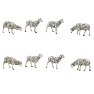 Set 8 Pecore Medio 12 per Presepe in Scala 1:15