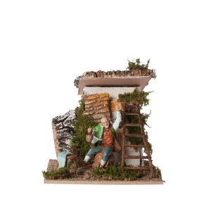 Uomo che Beve dal Fiasco Animato 220V per Presepi Scala 1:20