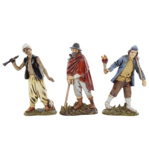 Orientalisch, Wanderer und Mann Set mit Fackel Standard 10 Neapolitanischer Stil für Krippe im Maßstab 1:20