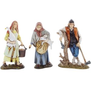 Holzfäller, Frau mit Gans und Frau mit Hase Standard 10 für Krippe im Maßstab 1:20