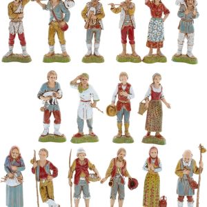 Ensemble de bergers 16 Standard 10 style napolitain pour crèche à l’échelle 1:20