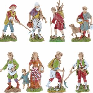 Ensemble de bergers 8 Standard 10 style napolitain pour crèche à l’échelle 1:20