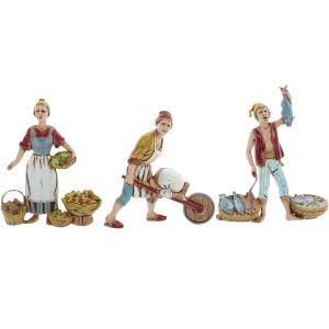 Set mit 3 Standard 10 neapolitanischer Stil für Krippe im Maßstab 1:20