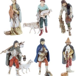 Ensemble de 6 bergers standard 11 pour crèche à l’échelle 1:20