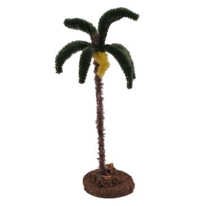 Einzelne Palme mit Holzsockel für die Weihnachtskulisse