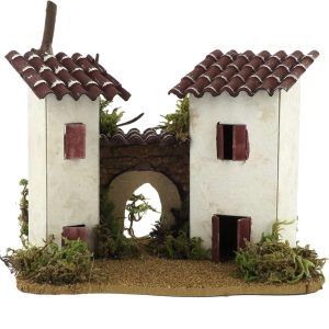 Maison en tuiles rouges de style rustique pour le paysage de Noël