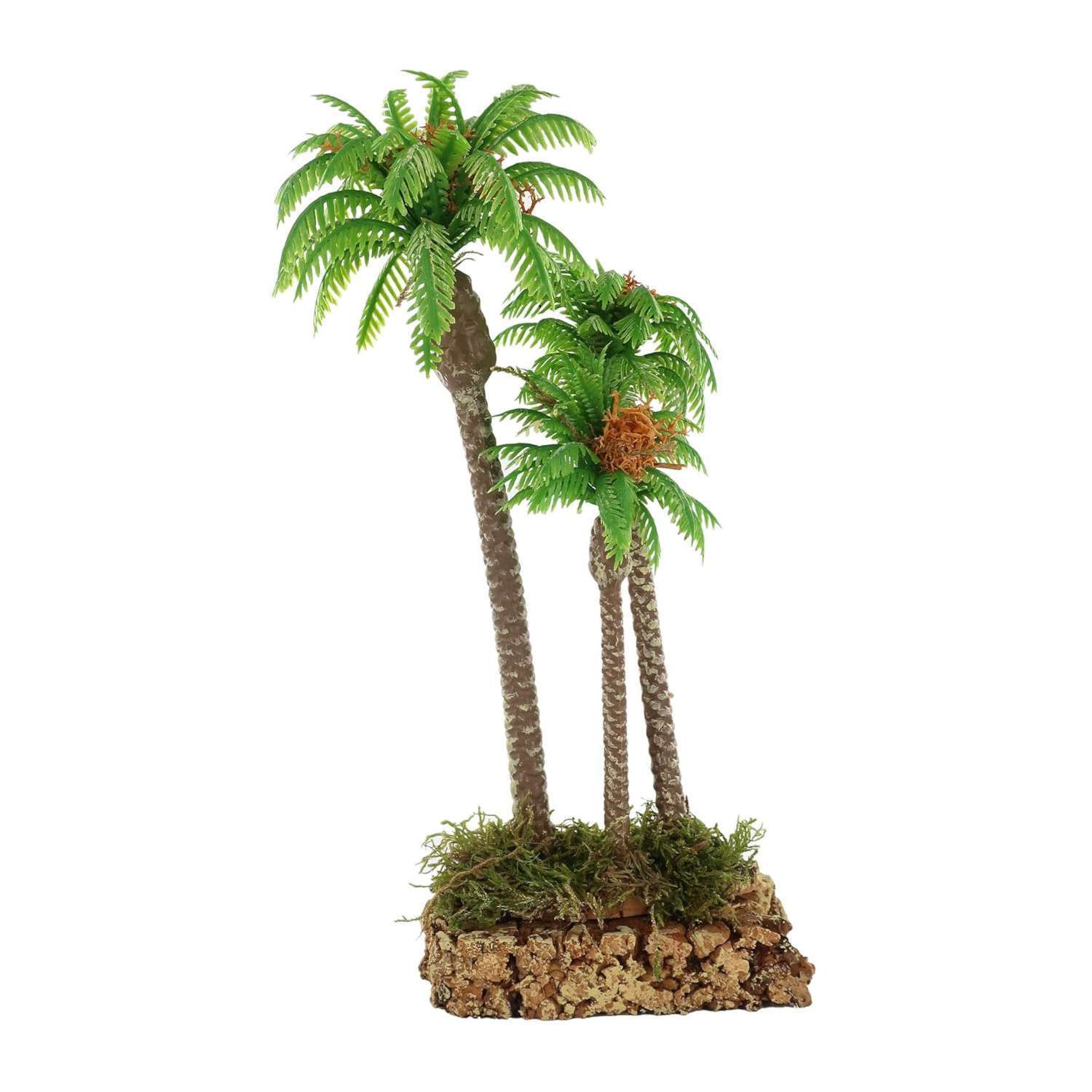 Triple palmera de 24 cm de altura para belenes y paisajes tropicales