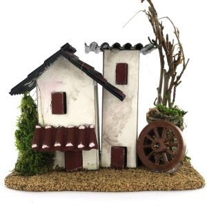 Maison en tuiles rouges pour villages de Noël miniatures