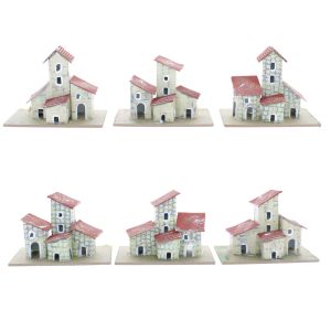 Set de 6 casitas de cartón para Belén 10x5x8 cm
